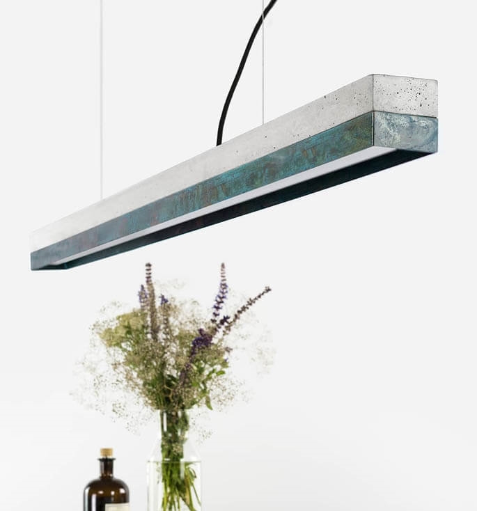 C1 pendel, lysegrå beton/oxideret kobber