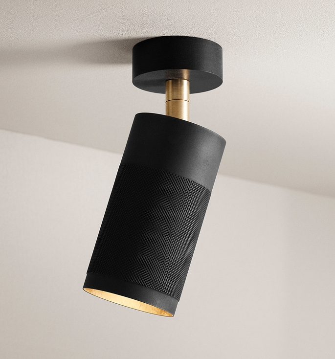Thorup Copenhagen Patrone loftspot m/baldakin, sort-bruneret messing, 120 mm